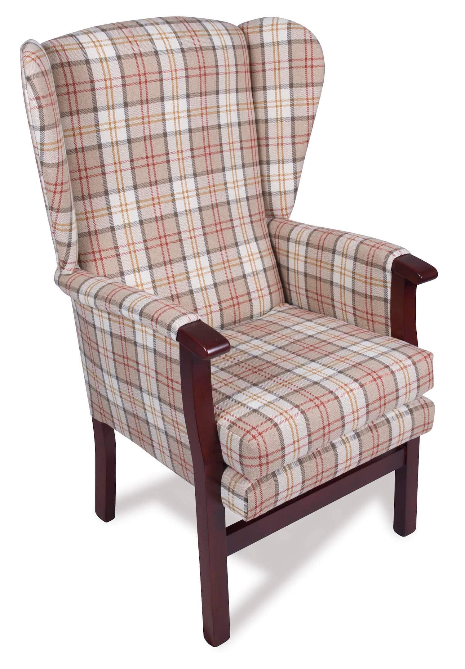 Barrowford chairs for the elderly day chair wing back checked fabric