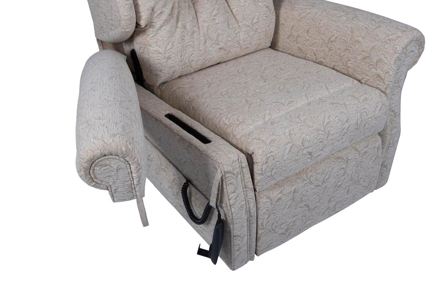 Riser recliner chair arm swing option